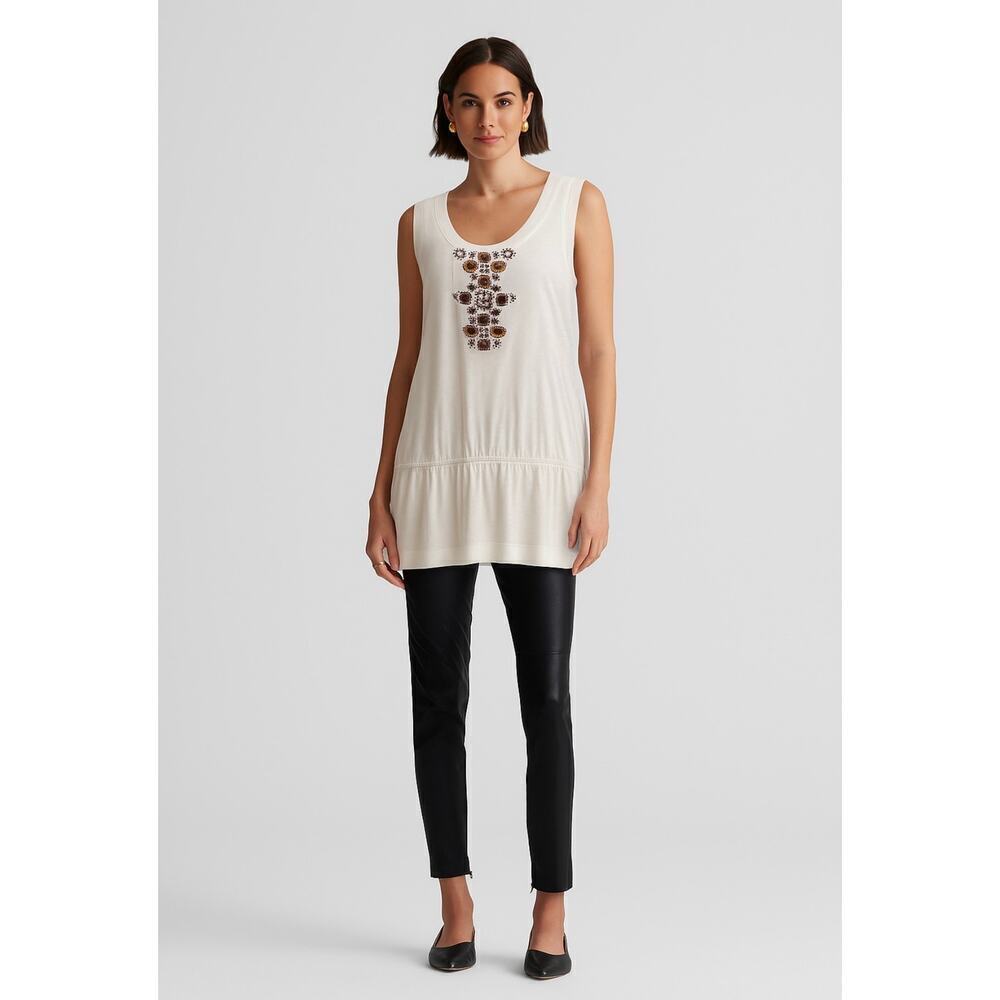 St. John Yellow Label Beaded Sleeveless Top